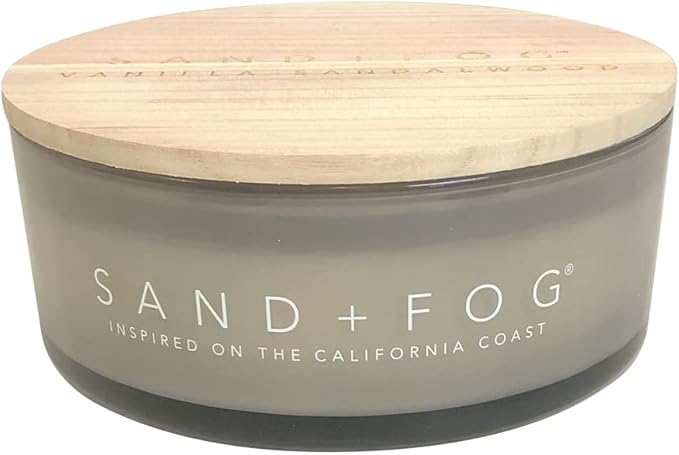 Sand + Fog Scented Candle - Vanilla Sandalwood-Additional Scents and Sizes–100% Cotton Lead-Free Wick - Luxury Air Freshening Jar Candles - Perfect Home Décor for Your Cocktail Table–34oz