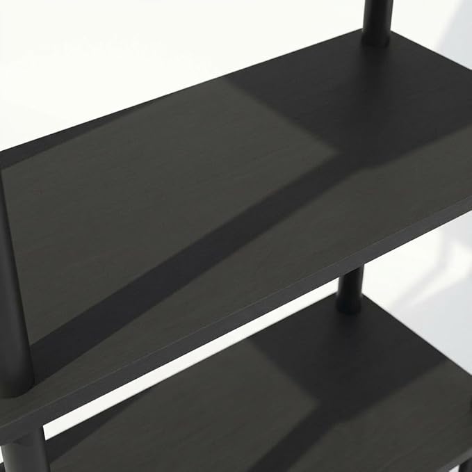 Furnifact Black Bookcase, Modern Wooden Design, Spacious Storage, Durable Wood, Stylish Home Office or Living Room Organizer