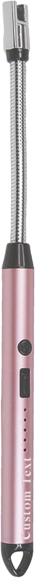 Custom Extra Long Electric Lighter, USB Rechargeable Candle Lighter, Reusable Electric Lighter with Charger for Indoor and Outdoor, Camping Essential for Men and Women, Engravable Designs (Rose Gold)