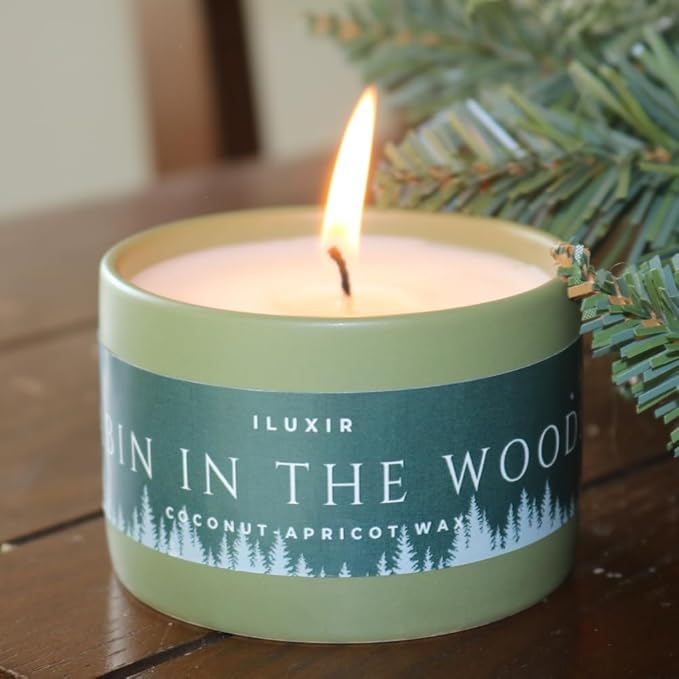 Cabin in The Woods Fall Scented Candles – Handcrafted Fraser Fir Candle with Coconut Wax, Amber and Cedar Scented – Wood, Phthalate-Free Autumn Candle for Home Decor (5 oz.)