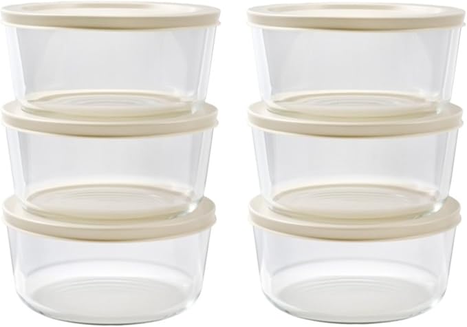 DURA LIVING 12-Piece Glass Food Storage Containers Set (6 Containers + 6 BPA-Free Lids) | 4-Cup, Leakproof | Microwave, Freezer, Oven & Dishwasher Safe | Ideal for Meal Prep & Pantry Organization