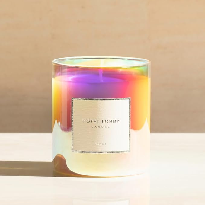 Hotel Lobby Pride Candle – Hand-Poured 9.75oz 100% Soy Wax with Tropical Citrus, Passionfruit, Crystallized Ginger, Spun Sugar, and Solar Musk – Paraffin-Free, 65-Hour Non-Toxic Burn