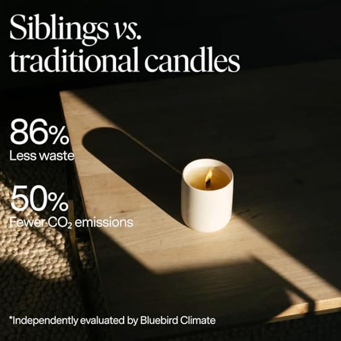 Siblings Candle Refill Kit – DIY Coconut Soy Wax Candle Making Kit for Reusable Vessels – Wooden Wick – No 01: Bergamot, White Rose, Oakmoss – 60 Hour Burn