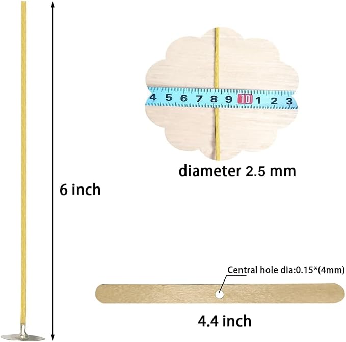 50 PCS 6 inch Hemp Candle Wicks Kit - 2.5mm Natural Wicks for DIY Beeswax & Butter Candle Making