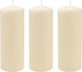 Stonebriar 3 Pack Tall 3 x 8 Inch 80 Hour Long Burning Unscented Ivory Wax Pillar Candles
