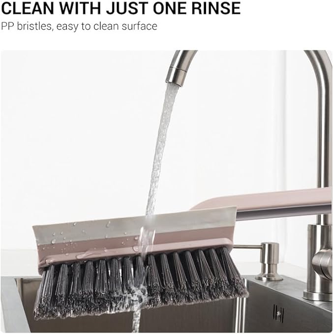 Multi-Function Rotating Crevice Cleaning Brush with Scraper, 360 Degree Rotating No Dead Corners Hard Bristle Crevice Gap Brush Tool for Bathroom Household Kitchen (White)