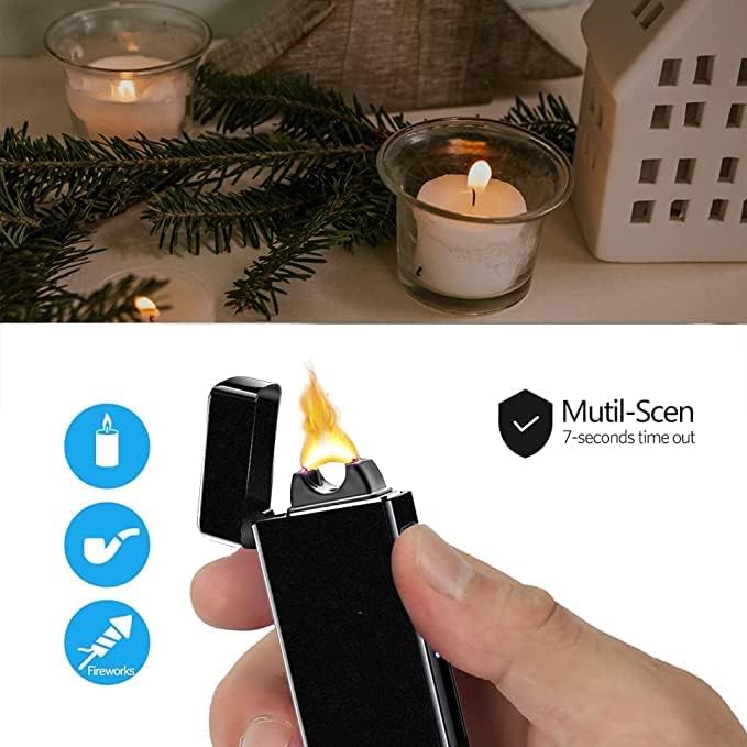 Electric Arc Lighter - Windproof Plasma-Flame Lighter with Battery Indicator (Matte Black)