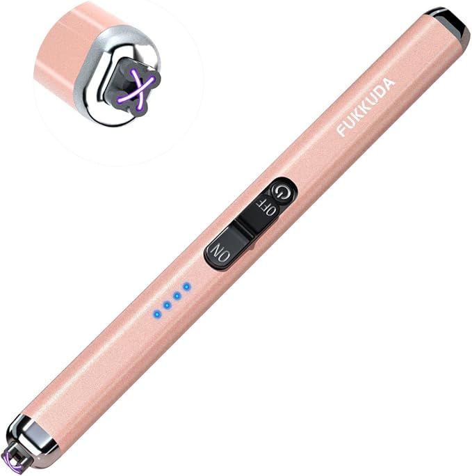 【Upgraded】 Dual Arc Electric Candle Lighter Rechargeable USB Lighter Plasma Arc Lighters for Candle (Rose Gold)