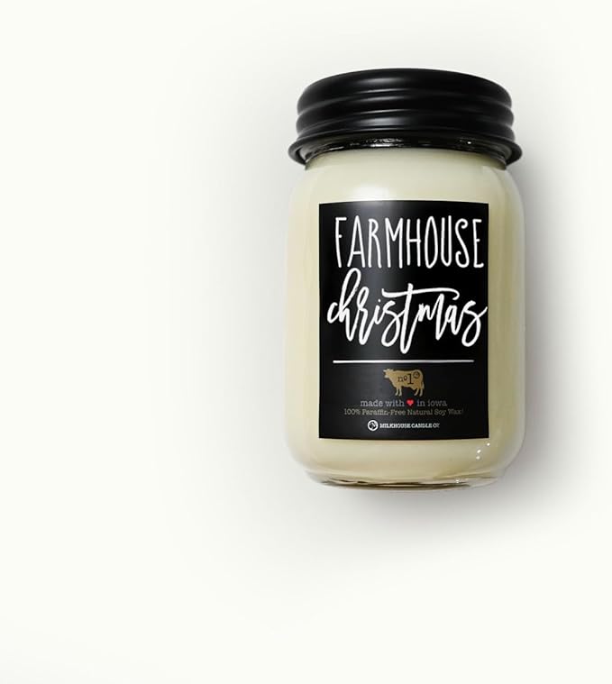 Milkhouse Candle Company - Farmhouse Christmas - 13oz Beeswax and Soy Candles - Farmhouse Collection - 100% Natural, Paraffin Free, with Premium Fragrance Oil, Glass Jars with Lids