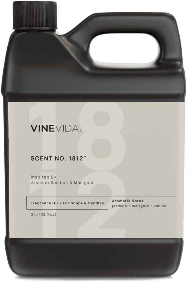 VINEVIDA [32oz] Jasmine Sambac & Marigold Fragrance Oil for Candle Making - Natural Candle Oil Scents - Soap Making Essential Oil - Made in USA