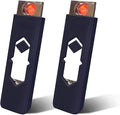 2Pcs Electronic Lighter Rechargeable USB Lighter Windproof Flameless Ignition (Black)