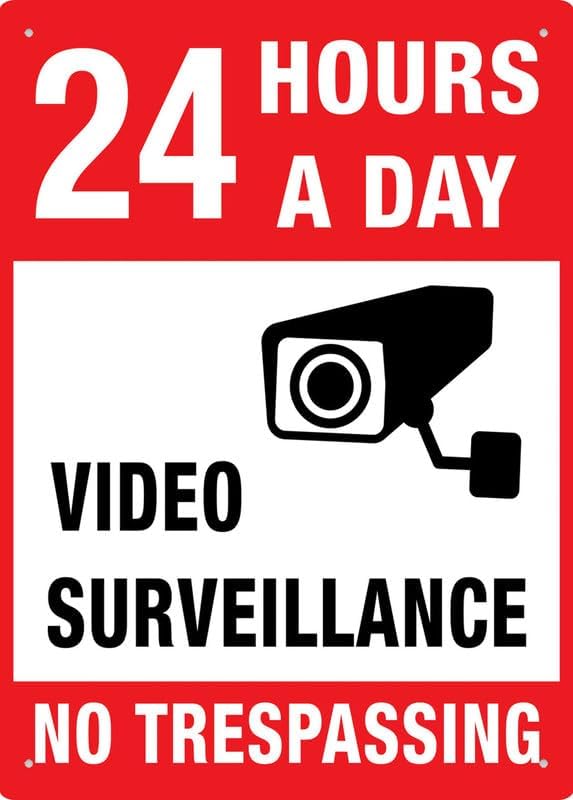 Video Surveillance No Trespassing Sign 12X8 Inches Metal Aluminum Signs, Weather Resistant, Weatherproof, Indoor Or Outdoor