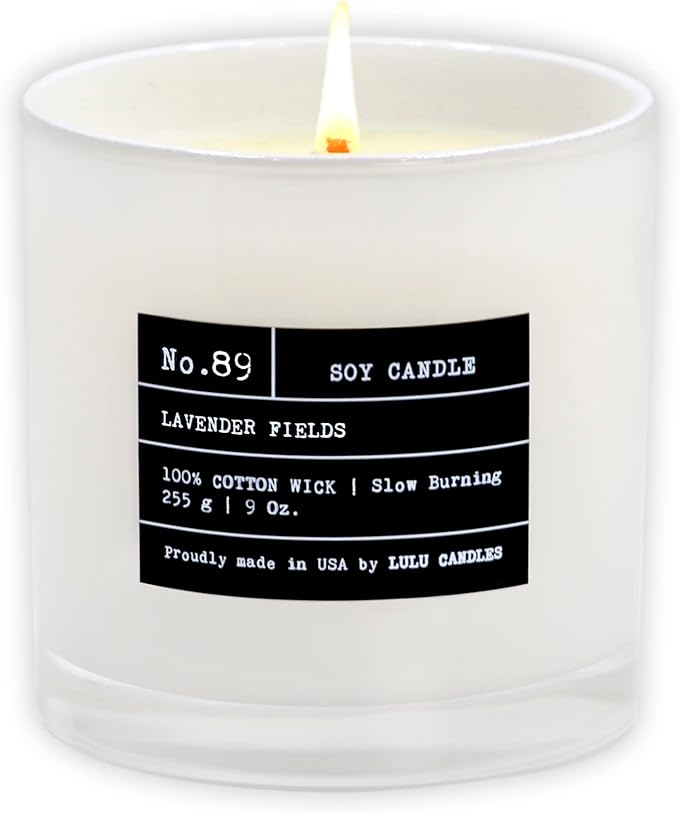 Lulu Candles | Lavender Fields | Luxury Scented Soy Jar Candle | Hand Poured in The USA | Highly Scented & Long Lasting- 9 Oz.