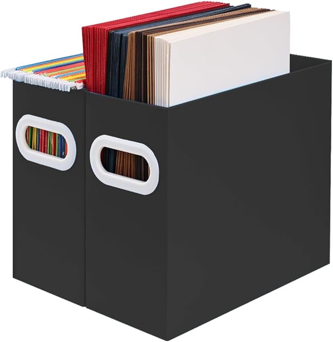 Hanging File Organizer, Cardboard File Folder Organizer for Letter Size, Desk Documents Storage Box, Portable File Folder Holder Boxes for Office, Home, School, Only Box.(2 Packs)