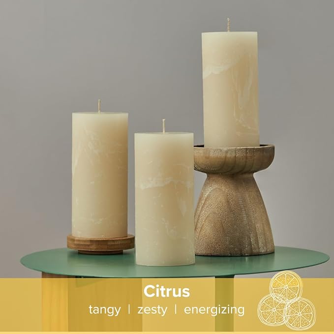 Simply Soson Citrus Scented Candle - 1 Piece 3x6 Ivory Pillar - Aromatherapy Gift for Home and Women