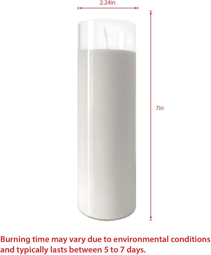 2.24x7 inch 7 Day White Pillar Candles in Glass Set of 4 Up to 120Hour Burn time, Unscented Prayer, Religious Candles for Memorials, Vigil, and Emergency
