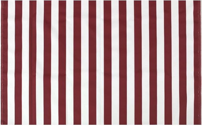 Mybecca Stripe Canvas Marine Fabric 600 Denier Indoor/Outdoor Burgundy/White 1 Yard 36"x58" (Cut Folded & Separately by Prime)