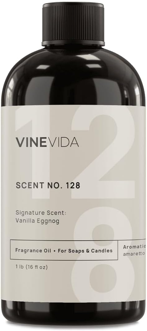 VINEVIDA Scent NO. 128 Fragrance Oil - 16oz (1lb) - Signature Scent: Vanilla Eggnog Fragrance Oil for Candle Making - Made in USA Candle Scents Scents for Soap Making