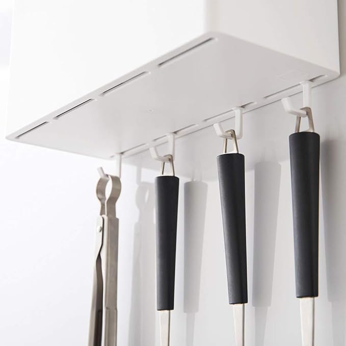 Yamazaki 4850 Magnetic Storage Basket Tower White Approx. 11.8 x 4.7 x 5.5 inches (29.5 x 12 x 14 cm) Tower Accessory Storage Hook Included