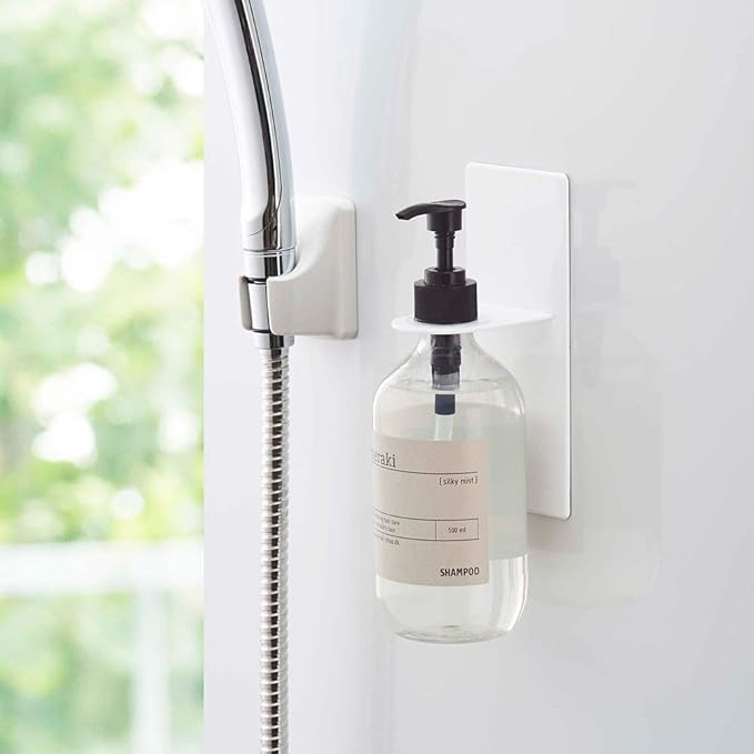 Yamazaki 4867 Magnetic Bathroom Dispenser Holder, White, Approx. W 2.8 x D 3.1 x H 6.7 inches (7 x 8 x 17 cm), Tower Floating Storage, Hygienic