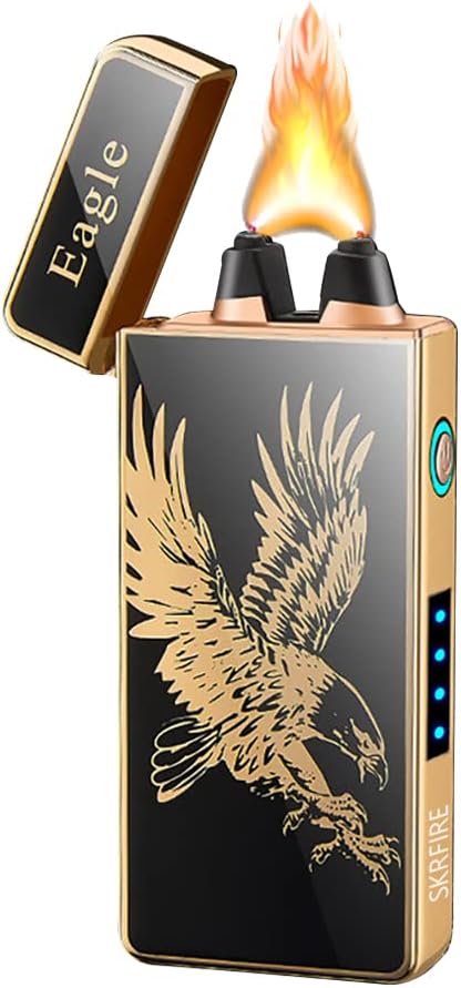 Electric Lighters Plasma Lighters Arc Flame Lighter USB Rechargeable Candle Lighter Butane-Free with LED Battery Indicator, Gift for Men (Flame)