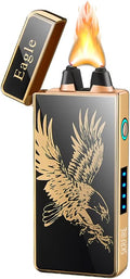 Electric Lighters Plasma Lighters Arc Flame Lighter USB Rechargeable Candle Lighter Butane-Free with LED Battery Indicator, Gift for Men (Flame)