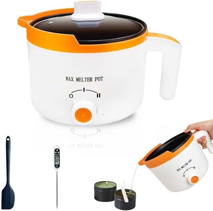 WcoDusak Electric Wax Melting Pot with Thermometer, Wax Melter with Spout for Candle Making - 1.5QT Pour-Through Design for Fast and Even Melting of Soy & Beeswax Wax
