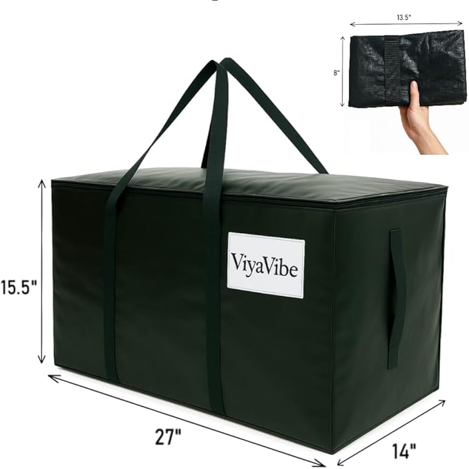 XL Moving Bag – 27"×14"×15.5" (25.4 Gal) Heavy-Duty Collapsible Storage Tote Zipper Lid & Tag Pocket — 4-Pack for Moving, College/Dorm, Laundry & Gym