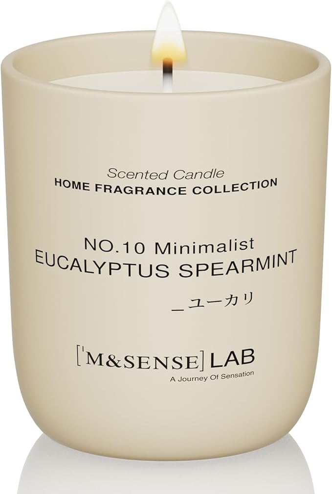 M&SENSE Natural Soy Candle| Eucalyptus Mint | 5.3 oz | Mini Spring Scented Candles for Relaxation, Valentines Day Gift, Home Décor | for Bedroom, Office, Party Small
