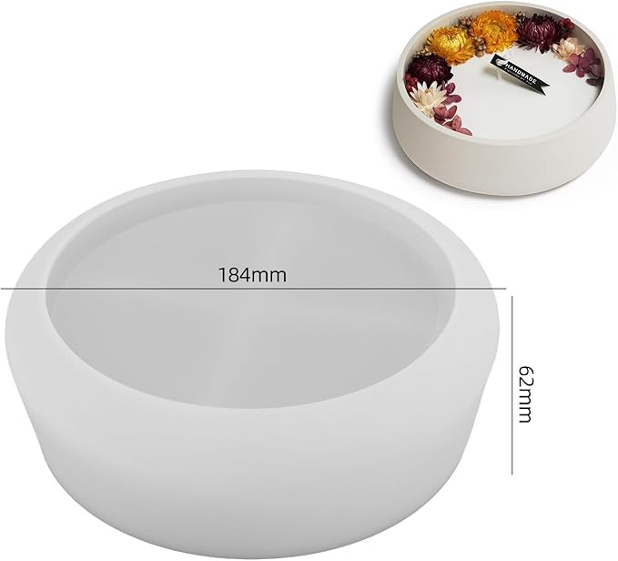 Oval Candle Boat Jar Molds, Creative Silicone Vessels Pot Molds, Concrete Container Storage Tray Making Moulds for Storage Holder Jewelry Box Vase Aroma Cup (Round)