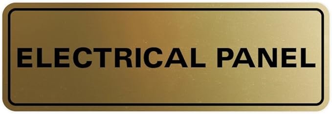 All Quality Standard Electrical Panel Wall or Door Sign - Durable Material | Clear and Functional Sign | Easy Installation‌ - Brushed Gold - Medium (2 Pack)