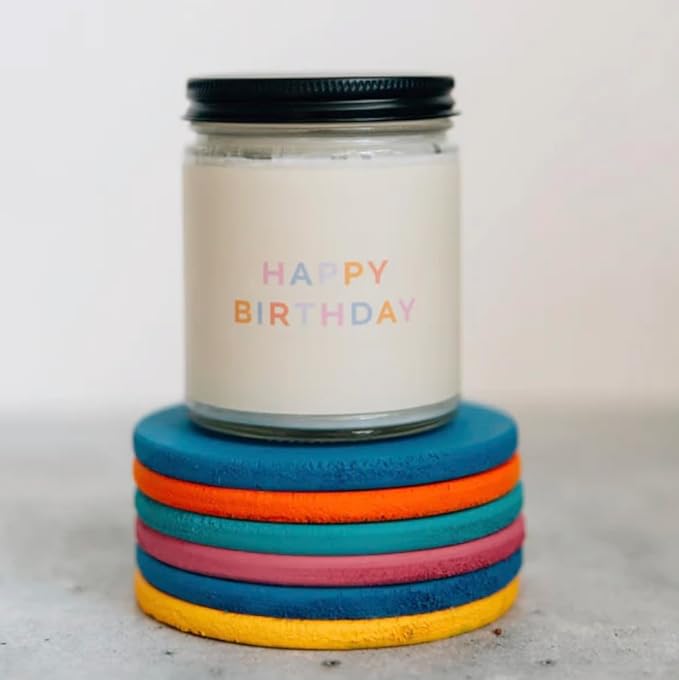 Fontana Candle Co. Celebration Collection, Happy Birthday Gift – 9oz Scented Candles Made with Beeswax, Coconut Oil & Pure Essential Oils – Wood Wick, 35+ Hrs Clean Burn – Non-Toxic Candles for Home