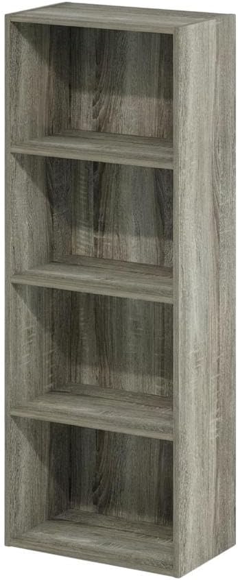 Furnifact French Oak 4-Tier Open Shelf Bookcase with Modern Design, Sturdy Wooden Construction, Multi-Functional Storage Solution for Living Room or Office