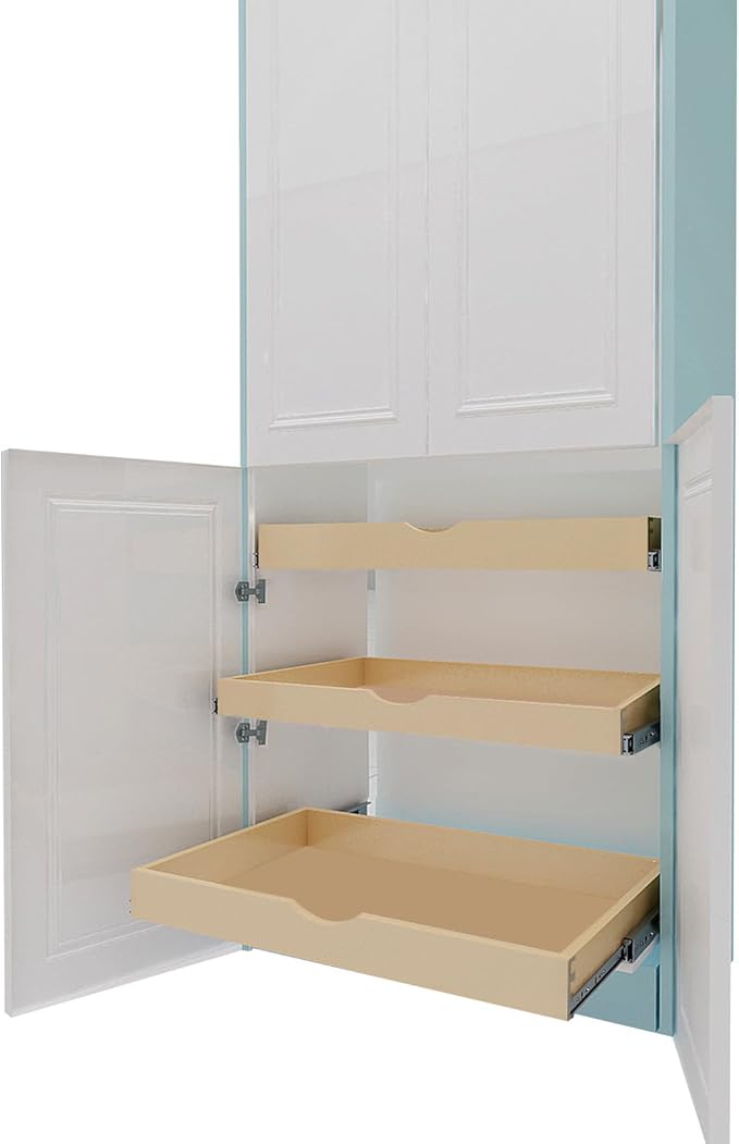 COUVER DIY Non-Assembled Birch Wood, Pull-Out Cabinet Organizers, Under Sink Organizers for Bathroom & Kitchen, Cabinet Slide-Out Organizers and Storage, Soft Closed Rail, 18 inch