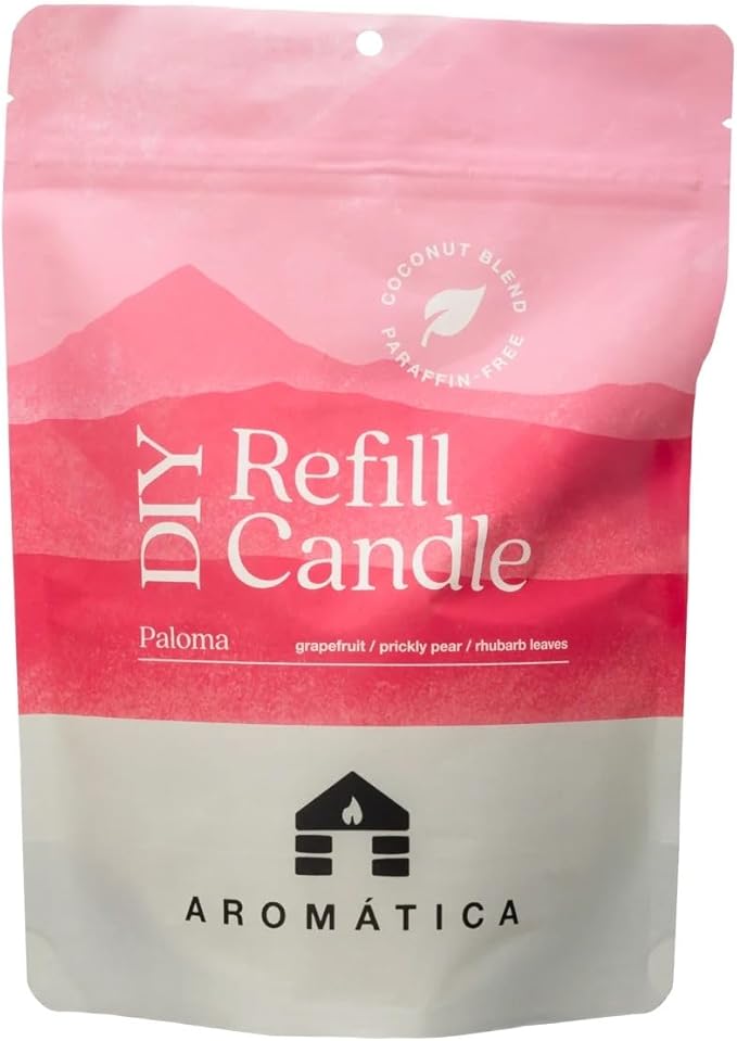 Bluecorn Aromática Paloma Scented Candle Refill Kit – Grapefruit, Citron & Prickly Pear | Clean-Burning Coconut Wax | Non-Toxic Fragrance | 100% Compostable Pouch | DIY Candle Refill | Made in USA