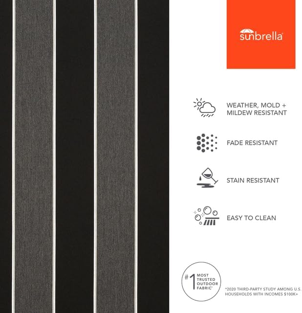 Sunbrella Outdoor Fabric by The Yard | Peyton Granite (Striped) | Official Sunbrella Seller | Indoor or Outdoor Upholstery Fabric for Chairs, Cushions, Drapery, Pillows, Furniture