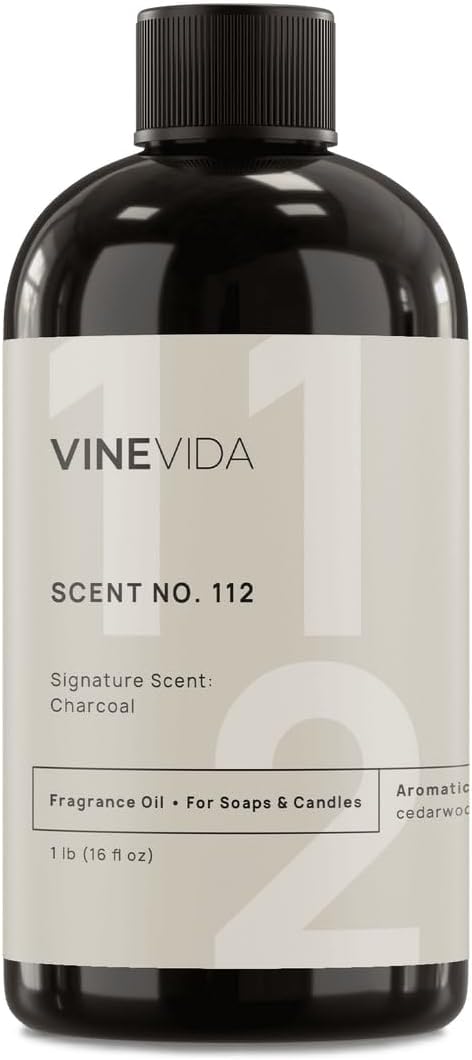 VINEVIDA Scent NO. 112 Fragrance Oil - 16oz (1lb) - Signature Scent: Charcoal Fragrance Oil for Candle Making - Made in USA Candle Scents Scents for Soap Making
