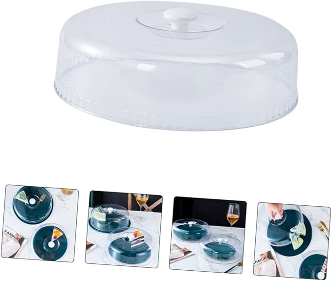 Heat Resistant Round Food Cover with Design Transparent Bowl Lid for Fresh Keeping Microwave Oven Splatter Guard Ergonomic Handle Suitable for Cakes Snacks Fruits and Dishes