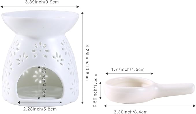 Ceramic Tea Light Candle Holder Set of 2, Essential Oil Burner Wax Melt Burner, Incense Aroma Diffuser, Home Decor