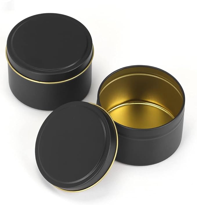 SONVIIBOX 24 Pieces Black Candle Tins 4oz, Candle Jars,Bulk Candle Containers for Candle Making,Storage Jars,DIY Candle Making (Black)