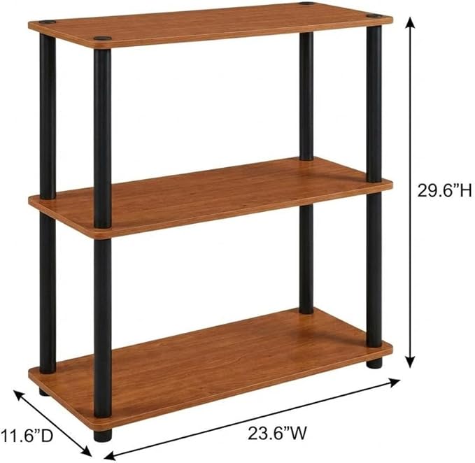 Furnifact Light Cherry Black Bookcase with Modern Design, Sturdy Wood Construction, Single Piece for Home Office, Living Room, or Study Space