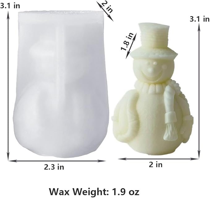 Snowman Silicone Molds, Snowmen with Scarf Candle Mold for Soap Soy Wax DIY Handcraft, Yeti Resin Molds Gift Wedding Party Home Dinner Festive Days Car Decoration