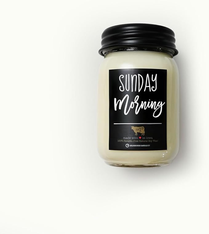 Milkhouse Candle Company - Sunday Morning - 13oz Beeswax and Soy Candles - Farmhouse Collection - 100% Natural, Paraffin Free, with Premium Fragrance Oil, Glass Jars with Lids