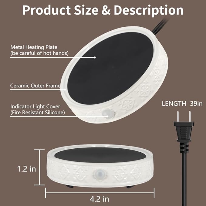 Coffee Mug Warmer for Desk, Electric Candle Warmer with Auto Shut Off, 2-4-8 Hour Timed Smart Cup Warmer for Heating Coffee, Beverage, Milk, Tea and Hot Chocolate(No Cup-White)