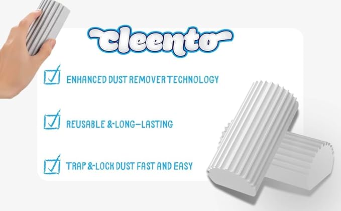 Damp Duster Cleaning Sponge, Multi-Surface Dust Cleaner Magic Eraser for Blinds, Hair, Glass, Mirrors, Car, Baseboards & Window Grooves - All Purpose, Reuseable Household Supplies (2 Pack)