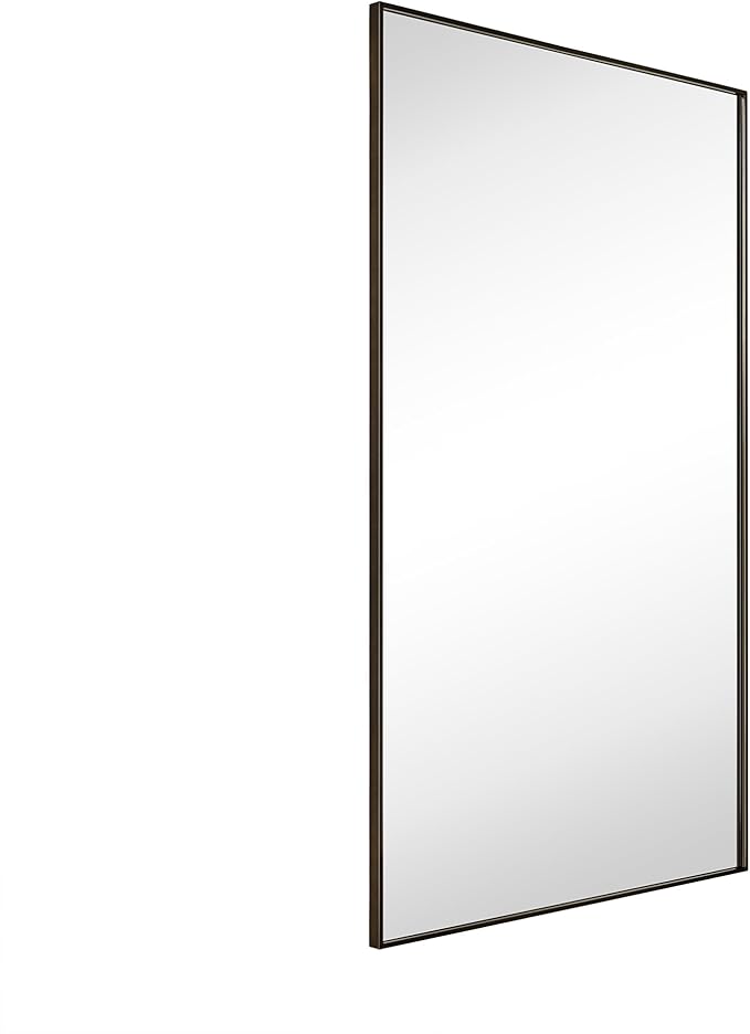 TEHOME Oil Rubbed Bronze Bathroom Vanity Mirror with Squared Corners, 24x40'' Dark Bronze Rectangle Stainless Steel Metal Framed Mirror for Bathroom