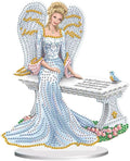 antor DIY Diamond Art Painting Desktop Ornament Kit, Acrylic Tabletop Diamond Art Decoration, Special Shape Crystal Diamond Painting Ornaments for Adult Beginner, Angel Figurine Sitting on Bench