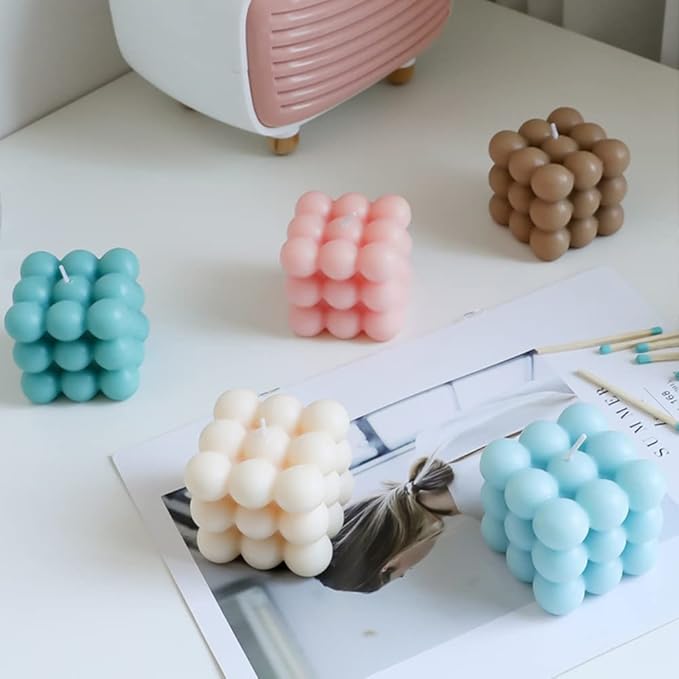 Candle Molds for Bubble Candle Making, 6 Cavity Bubble Candle Silicone Molds for Soap Making, Bubble Cake Mold for Soy Wax, Cake Baking Dessert Mousse, Homemade Ornaments DIY Craft