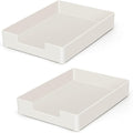 Desk Organizer Tray, 2-Pack A4 Letter-Size Tray, Plastic Printer Paper Holder, Rectangular Desktop Stackable File Holder for Office Supplies School Home, Mail Document Storage Containers (White)