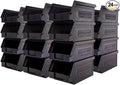 Plastic Storage Bins, Hanging, Stackable, Storage Organizer Bin for Warehouses, Workshops 7-Inch x 4-Inch x 3-Inch (Black, 50-Pack)